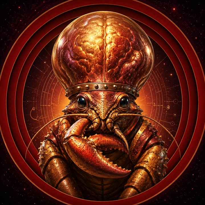 Hyperdine Systems bronze neural lobster sticker artwork