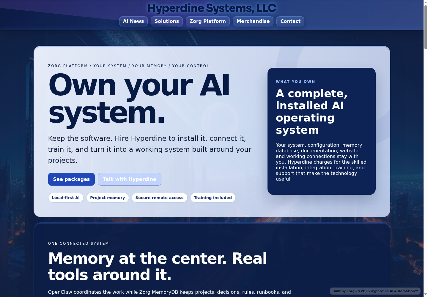 Live Hyperdine Zorg Platform sales and system page